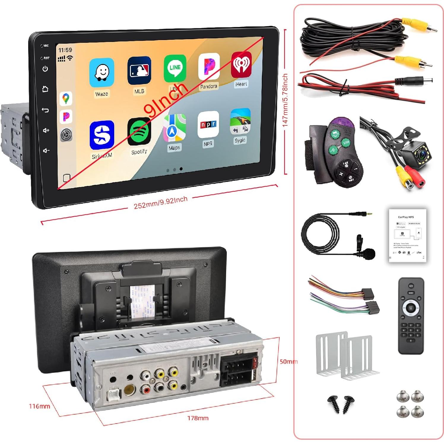 Estéreo de Coche Oeretzrac 9113W 9" HD IPS Bluetooth 5.2