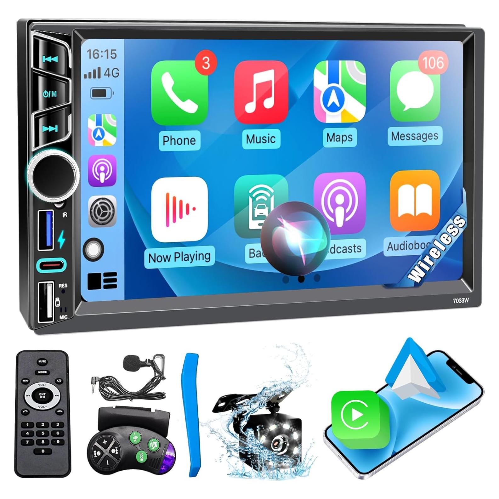 Estéreo de Coche Double Din Emeito 7" Bluetooth 5.2 180W