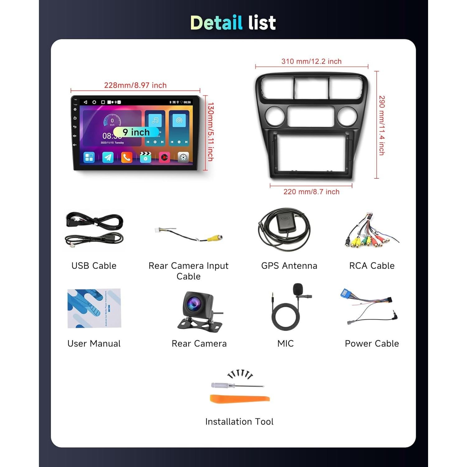 Estéreo de Coche Android 13 MAHVEC para Honda Accord 1998-2003