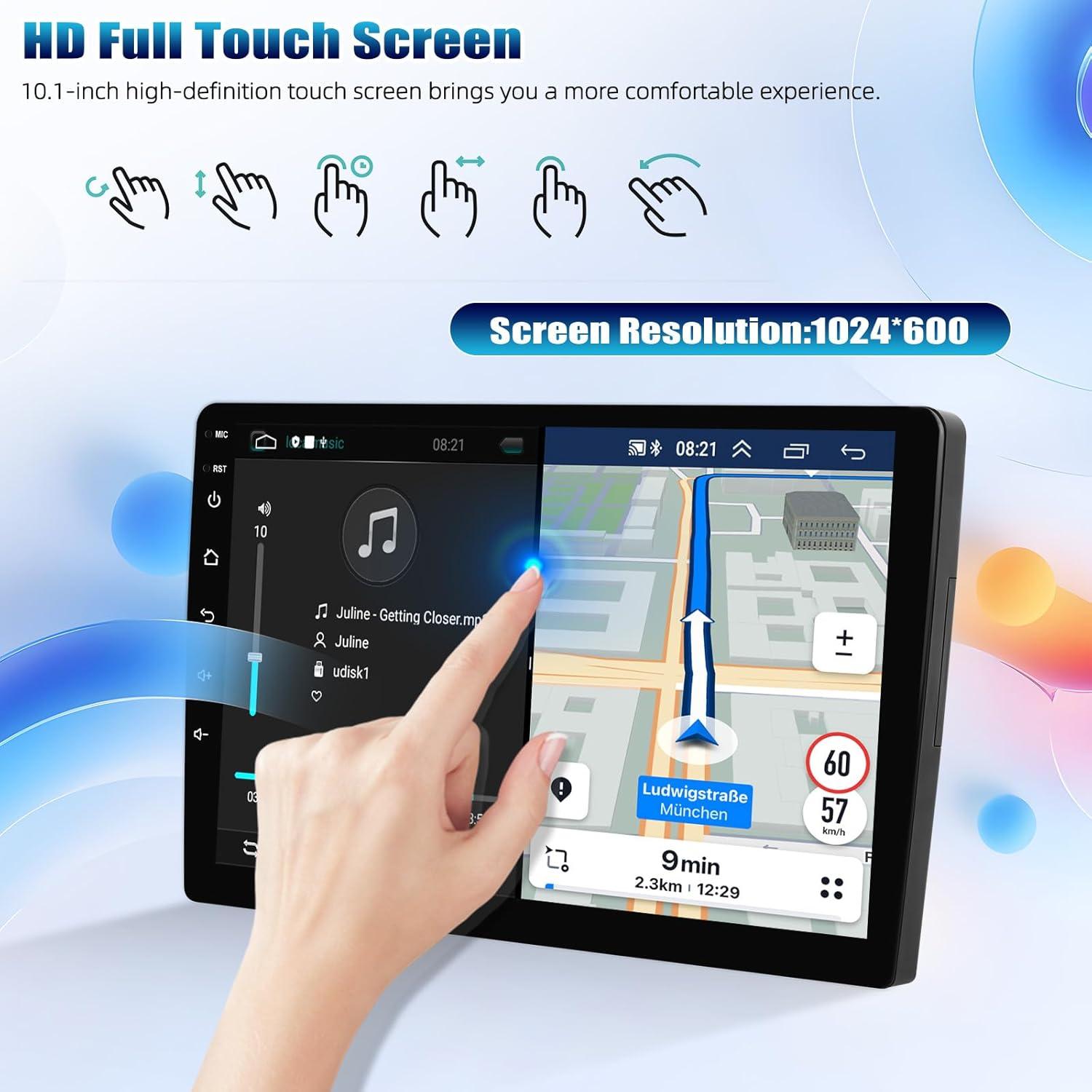 Receptor de Radio Estéreo para Auto Liehuzhekeji 10.1" HD
