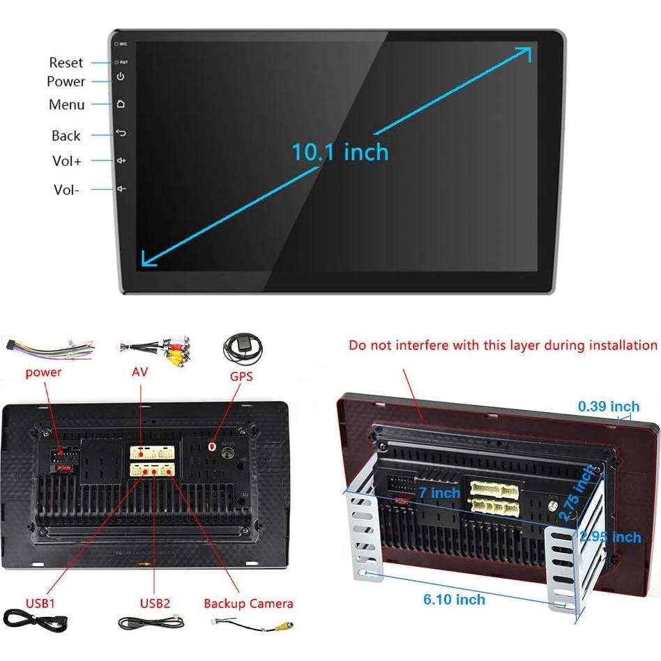 Receptor de Radio Estéreo para Auto Liehuzhekeji 10.1" HD