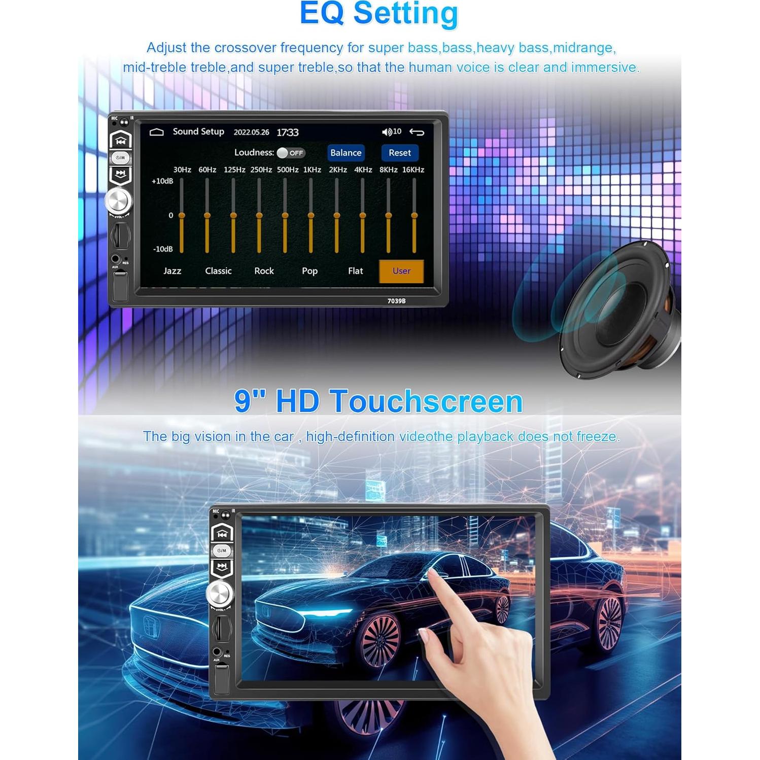 Estéreo de Coche Podofo 7" Carplay Android Auto Bluetooth