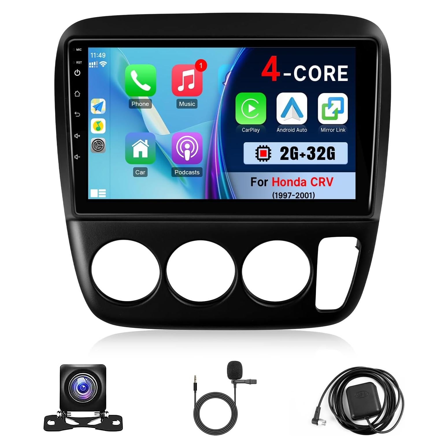 Estéreo de coche Android 9" Kutaitai para Honda CRV 1997-2001