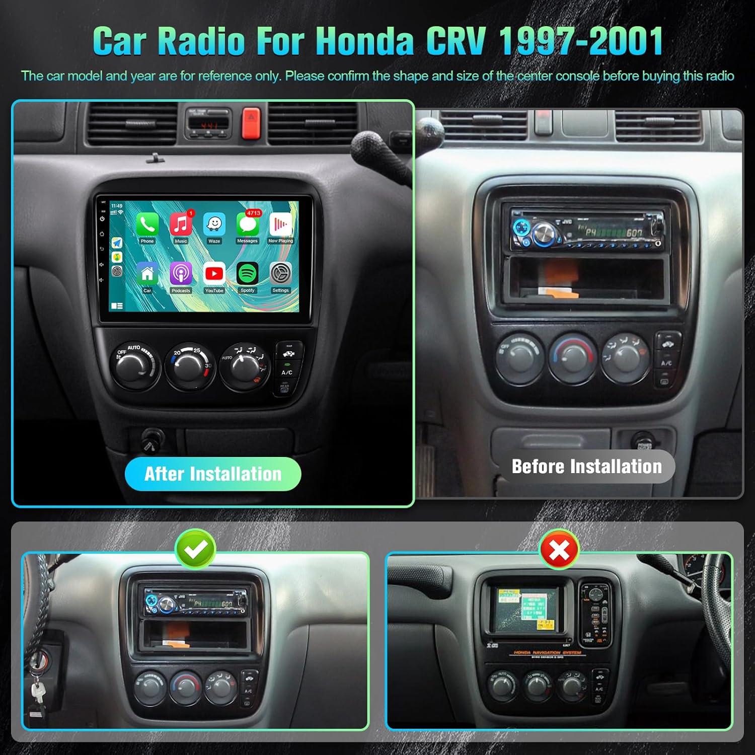 Estéreo de coche Android 9" Kutaitai para Honda CRV 1997-2001