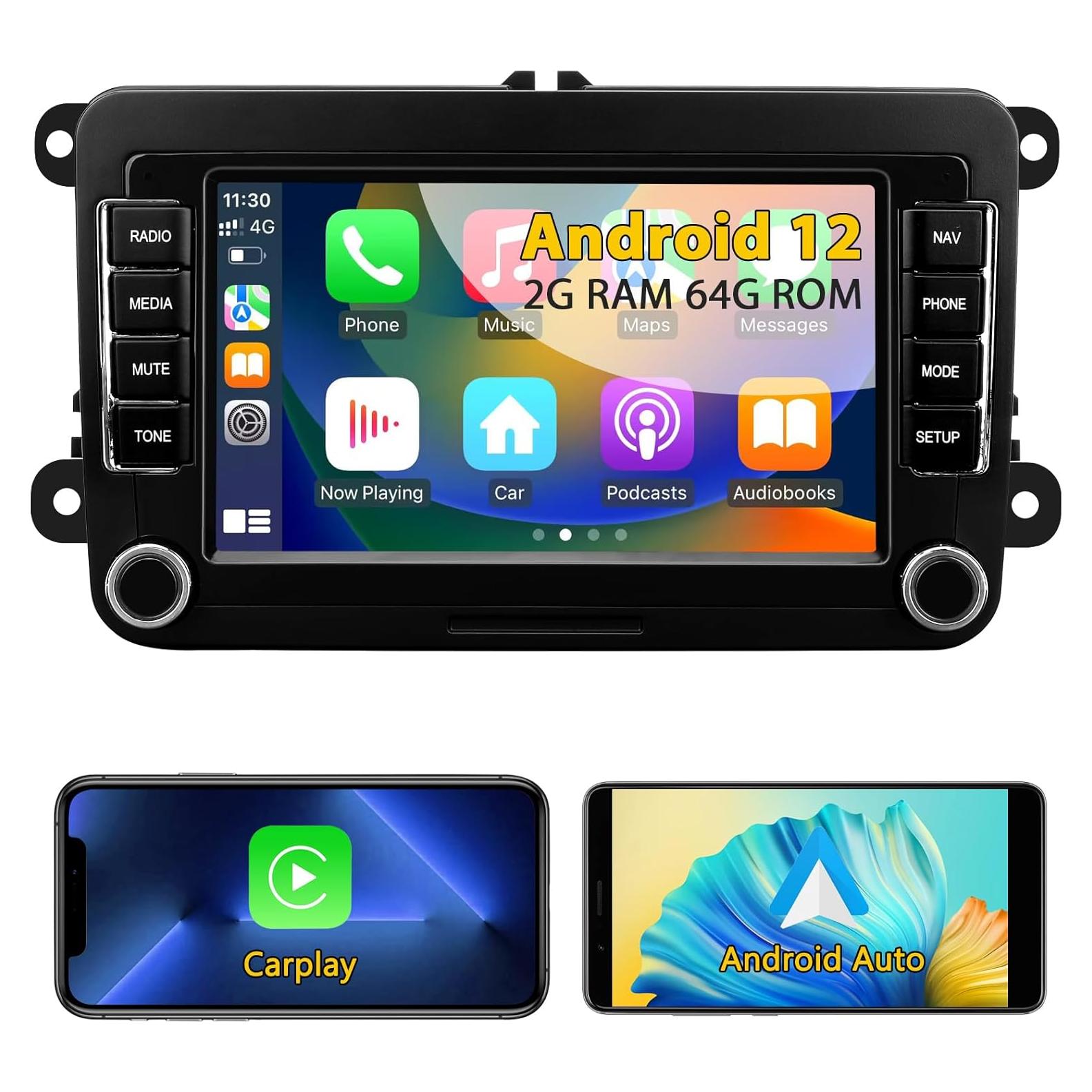 Estéreo de Coche UUTouIoI 7" Android 12 GPS CarPlay VW