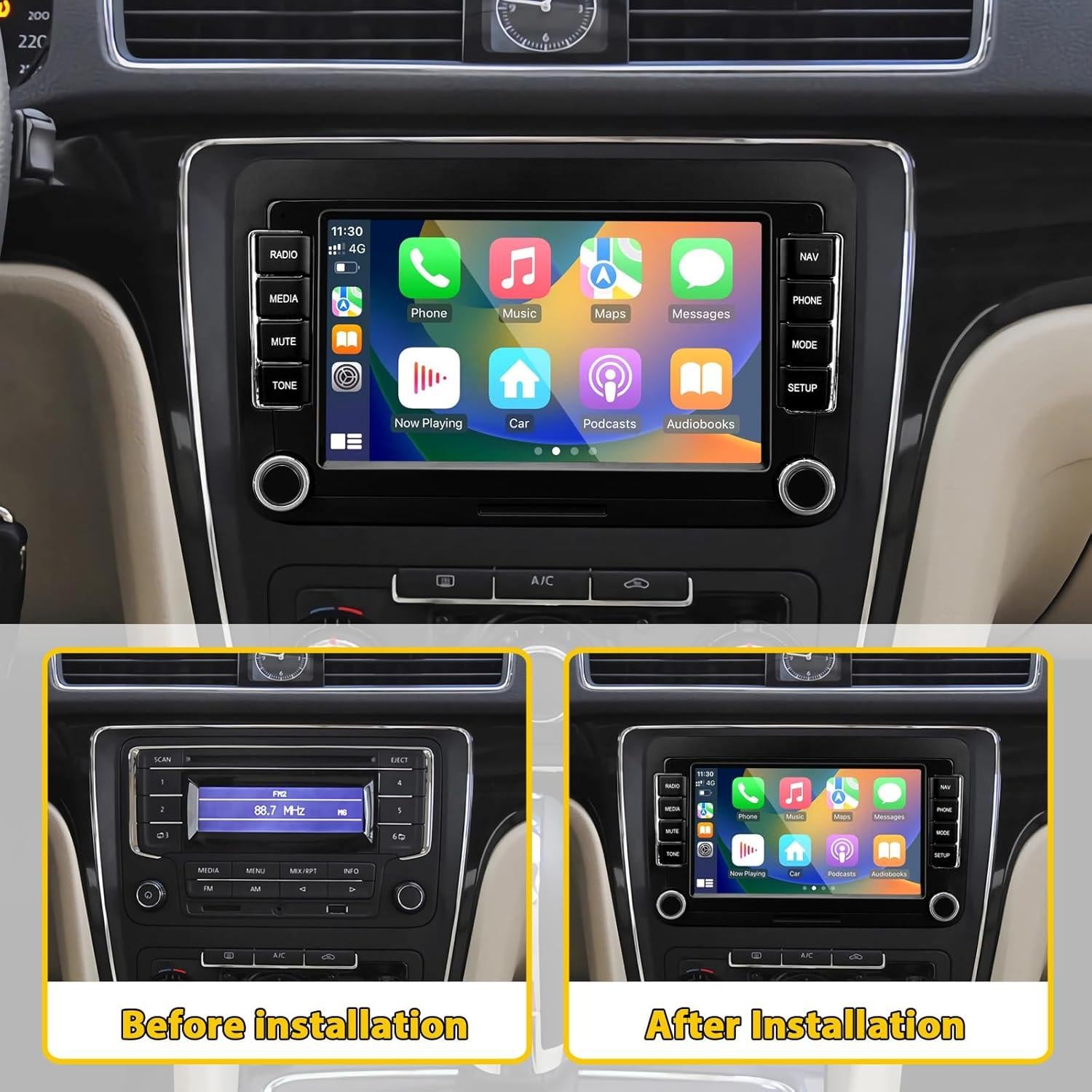 Estéreo de Coche UUTouIoI 7" Android 12 GPS CarPlay VW