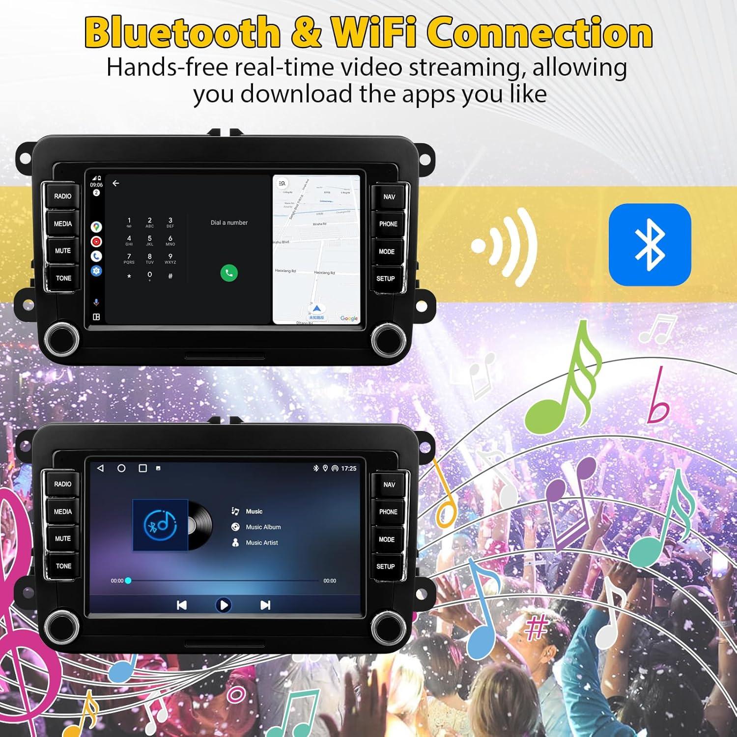 Estéreo de Coche UUTouIoI 7" Android 12 GPS CarPlay VW