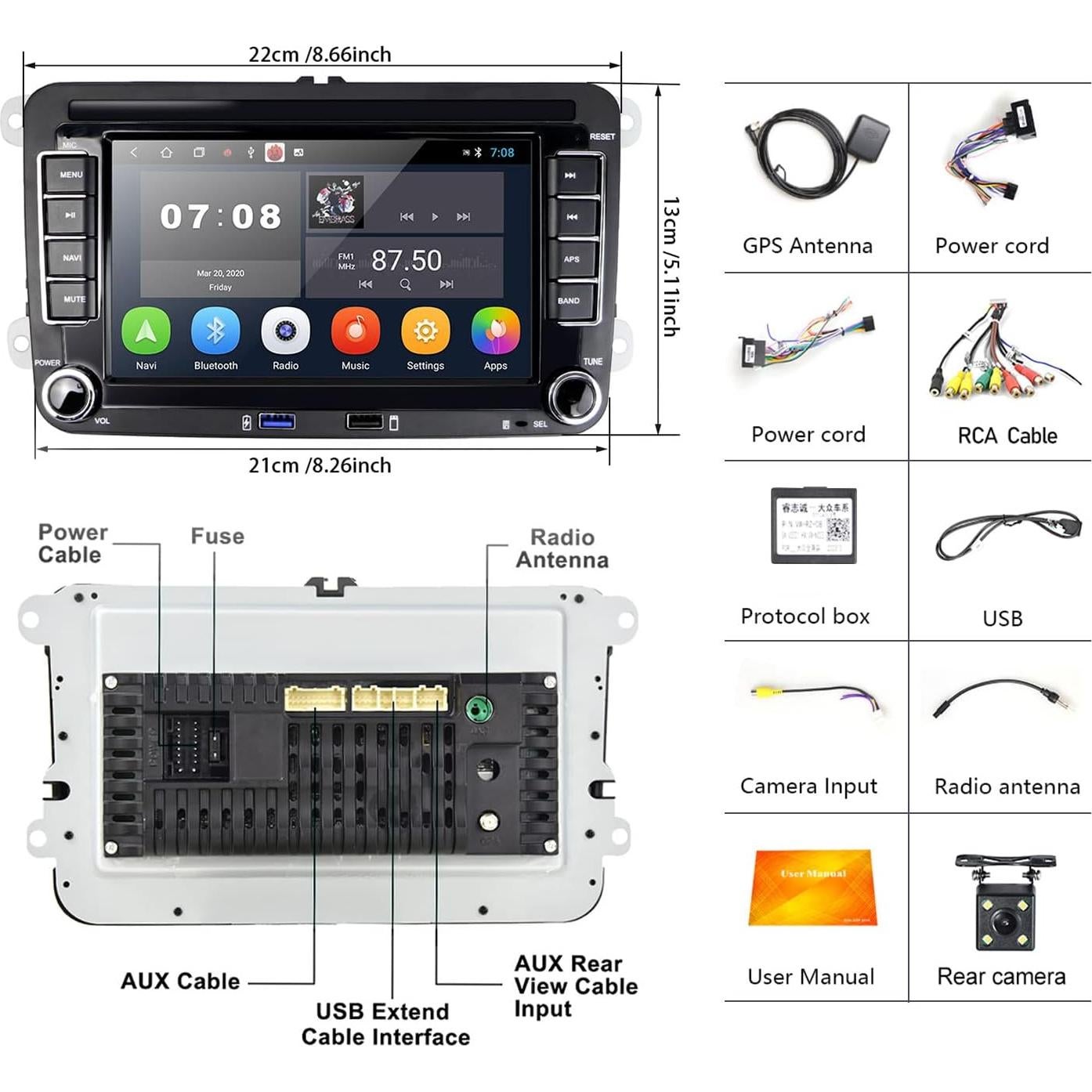 Estéreo de Coche Android 7" UNITOPSCI 2GB RAM 32GB VW