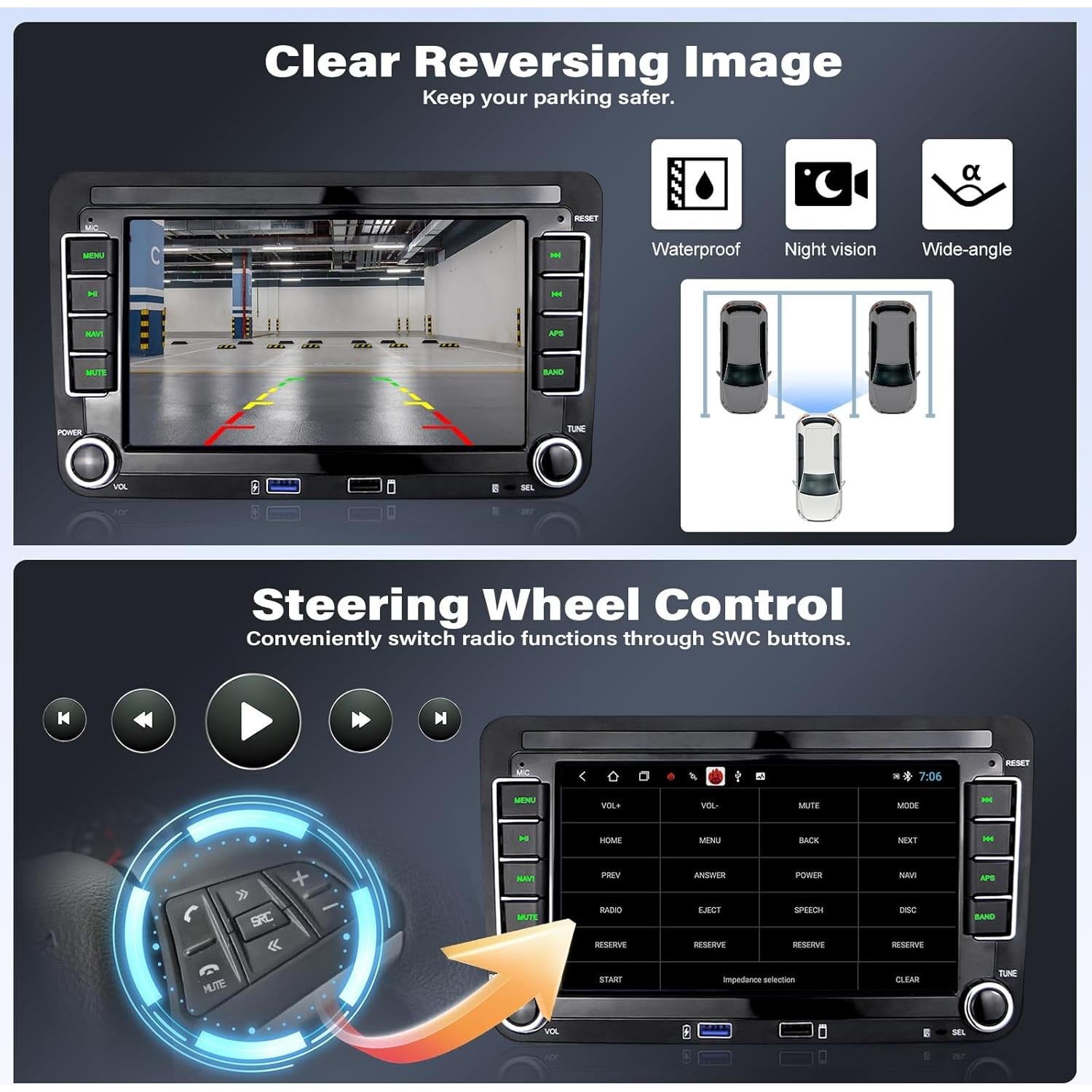 Estéreo de Coche Android 7" UNITOPSCI 2GB RAM 32GB VW