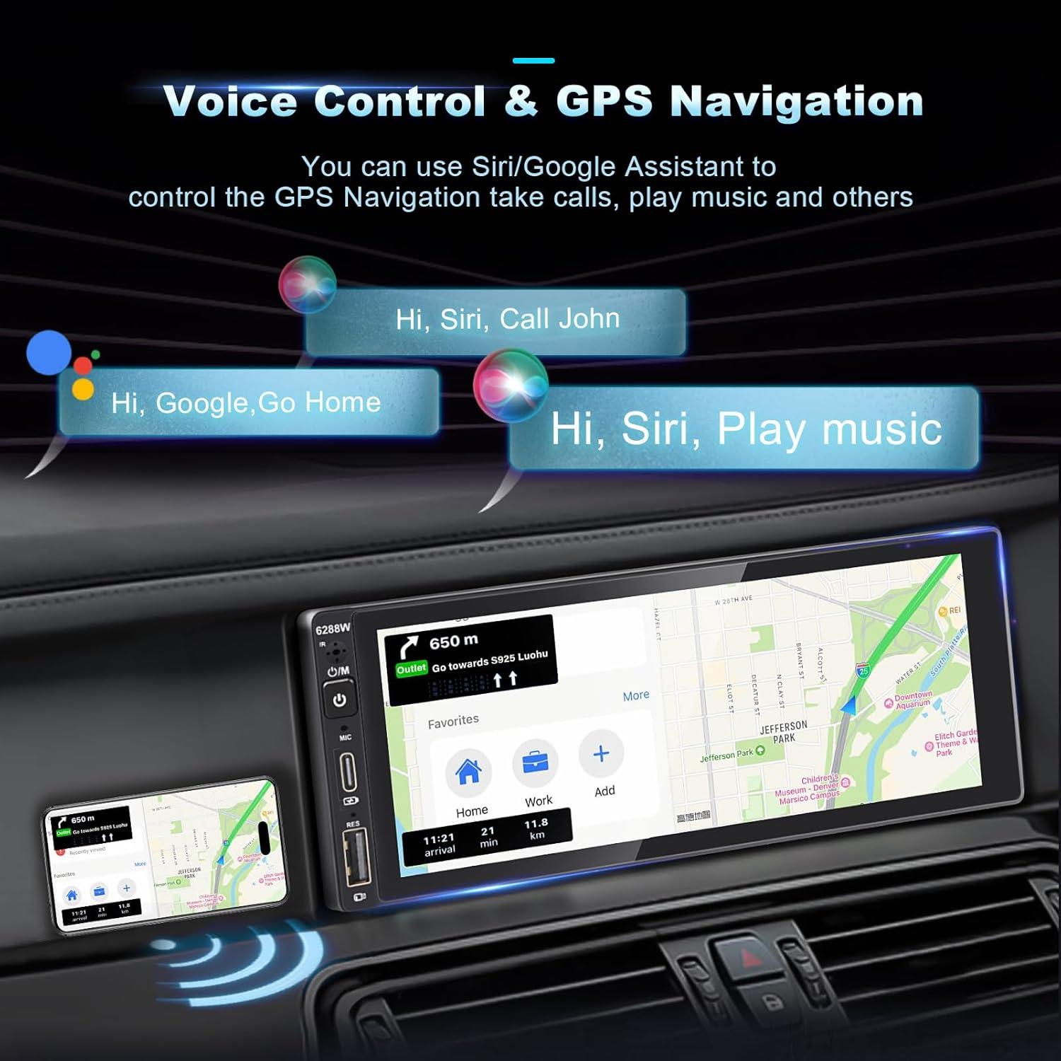 Estéreo de Coche DWMM Single Din 6.9" Bluetooth CarPlay