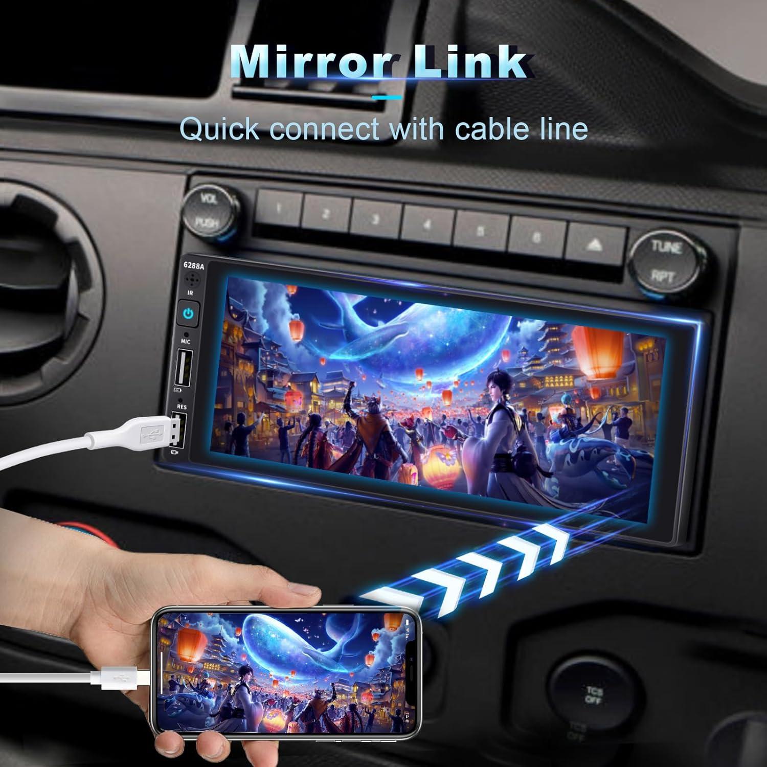 Estéreo de Coche DWMM Single Din 6.9" Bluetooth CarPlay