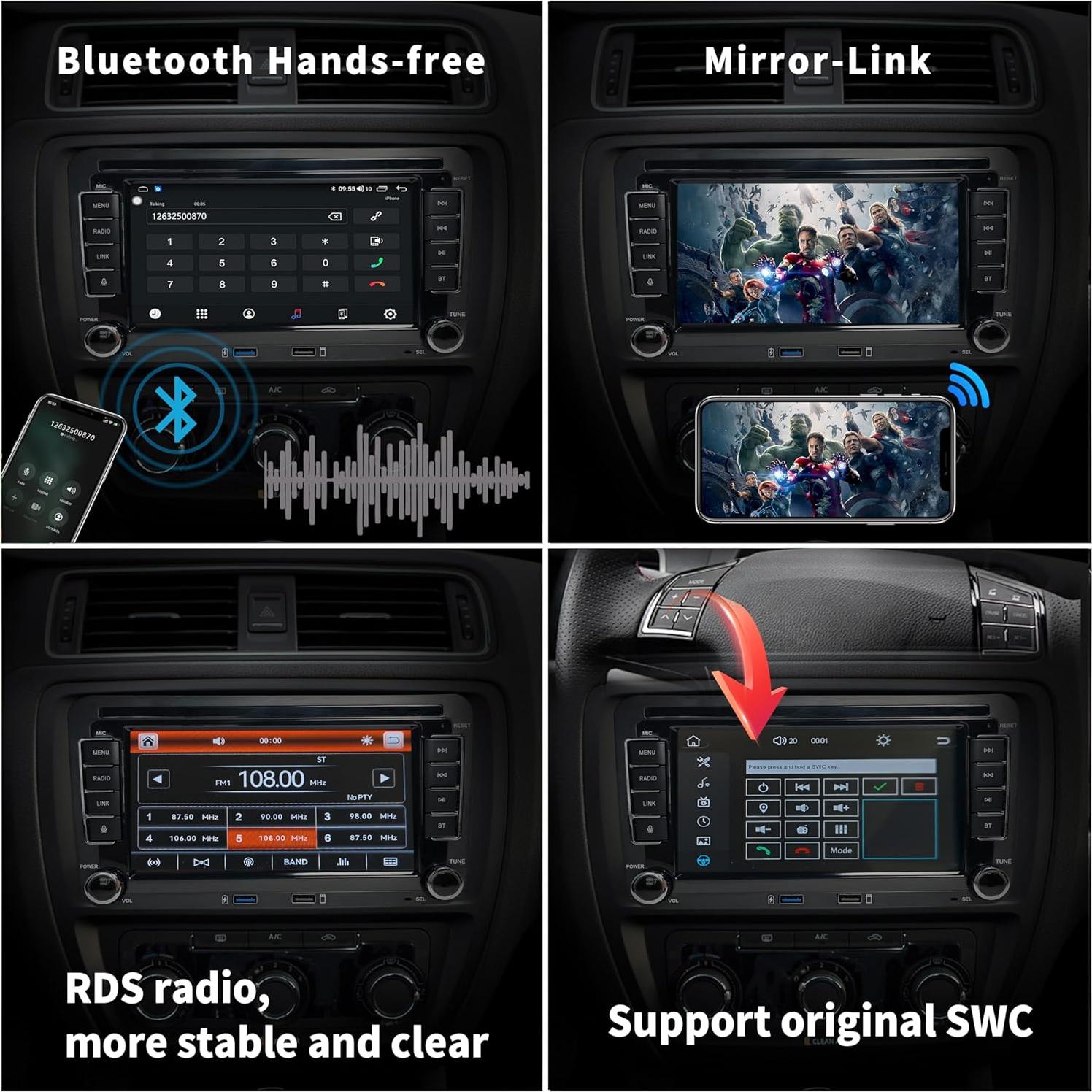 Estéreo de Coche Doble DIN Prideoy 7" para Volkswagen/Seat