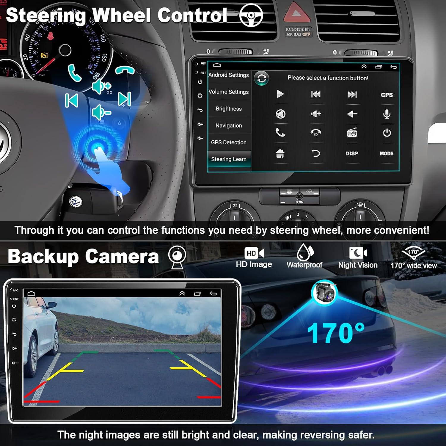 Radio de Coche Android 13 Electrosmart para VW Jetta 5 2005-2010, Pantalla IPS 10" (25.4 cm), 4+64GB, CarPlay y Android Auto Inalámbricos, GPS, Bluetooth 5.2