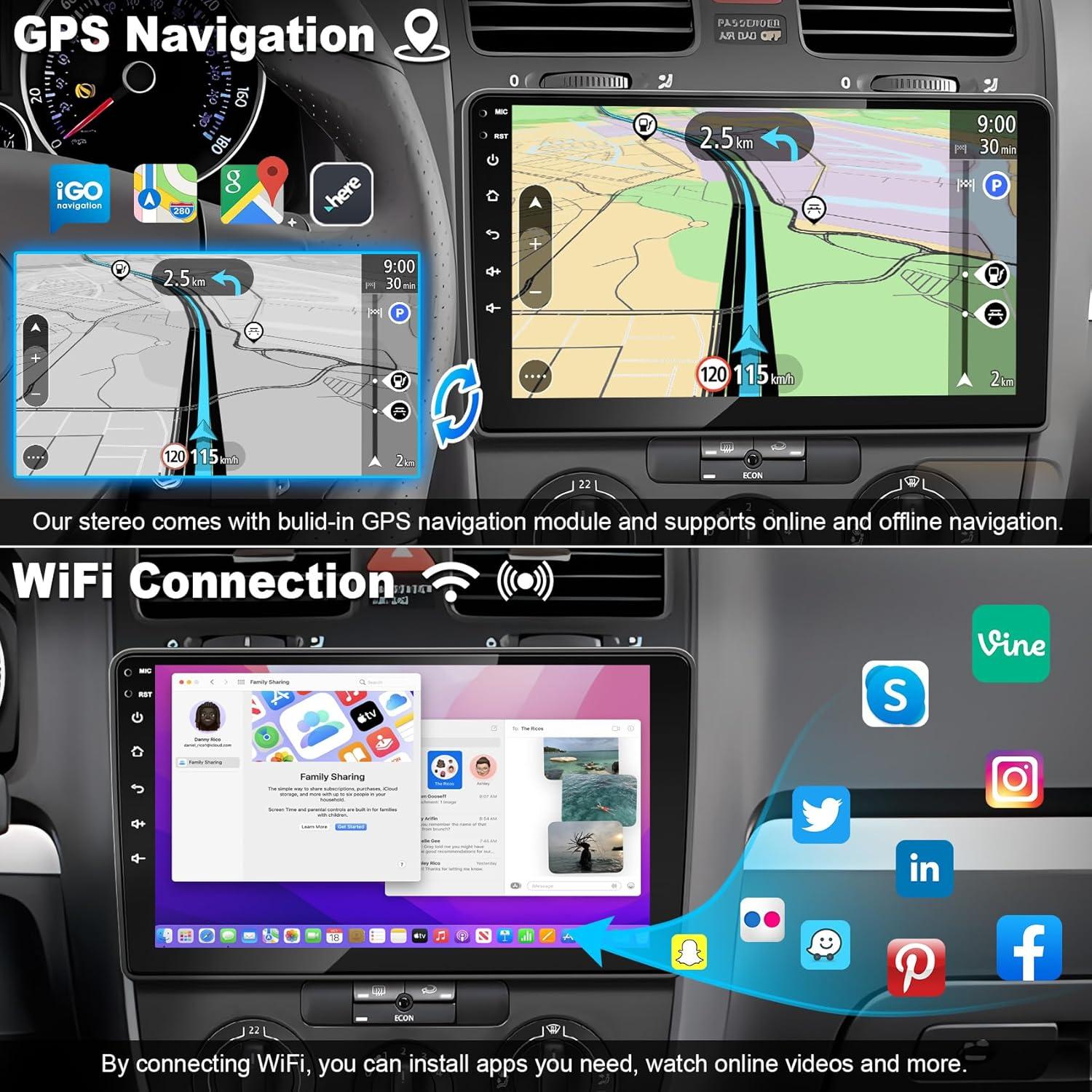 Radio de Coche Android 13 Electrosmart para VW Jetta 5 2005-2010, Pantalla IPS 10" (25.4 cm), 4+64GB, CarPlay y Android Auto Inalámbricos, GPS, Bluetooth 5.2