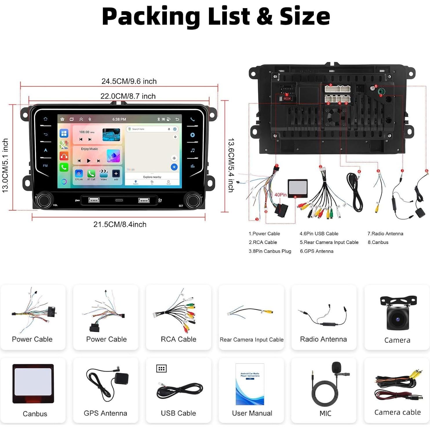 Radio Estéreo Android 7" UNITOPSCI para VW 4G+64G 8 Núcleos