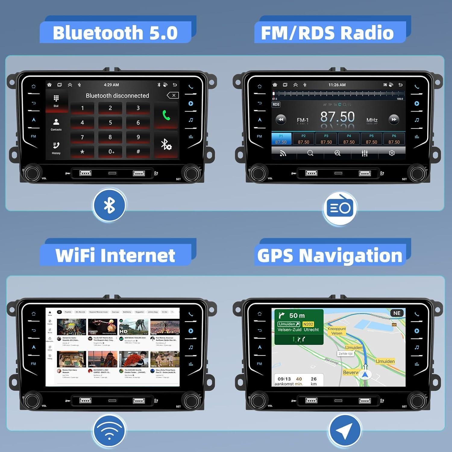 Radio Estéreo Android 7" UNITOPSCI para VW 4G+64G 8 Núcleos