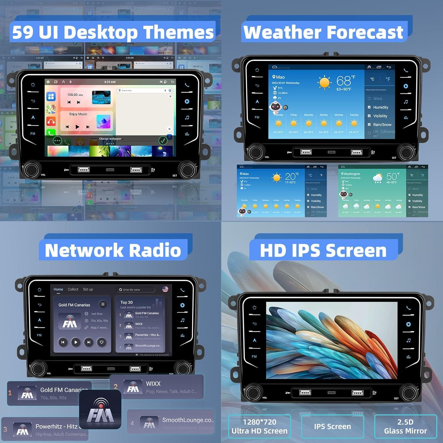 Radio Estéreo Android 7" UNITOPSCI para VW 4G+64G 8 Núcleos