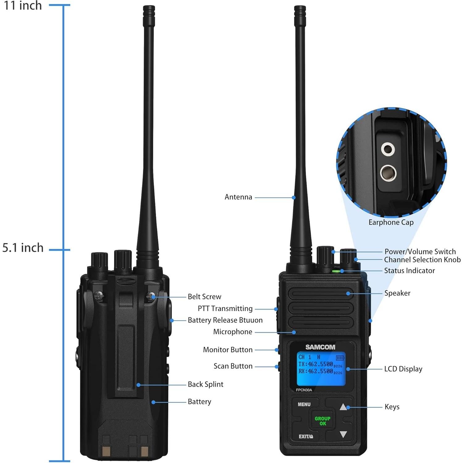 Walkie Talkie SAMCOM FPCN30A 5W Recargable 6 Pcs UHF