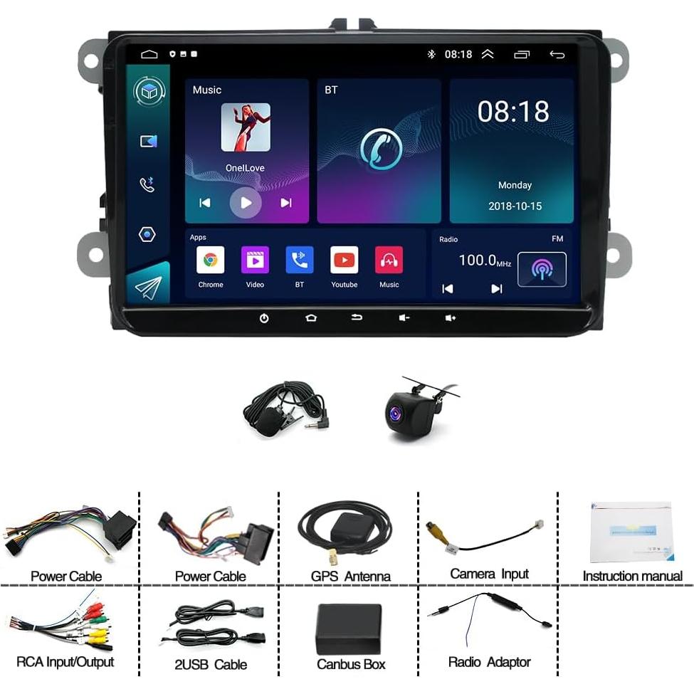 Radio Estéreo Doble Din Slakerbe 9" Android 14 GPS Bluetooth