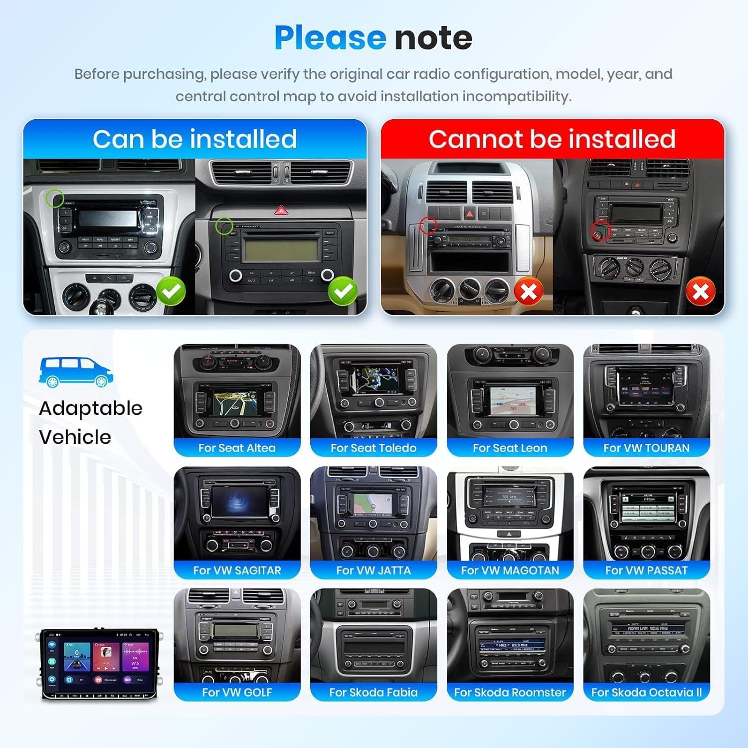 Radio de Coche Podofo 9" Android 13 4G+64G para VW