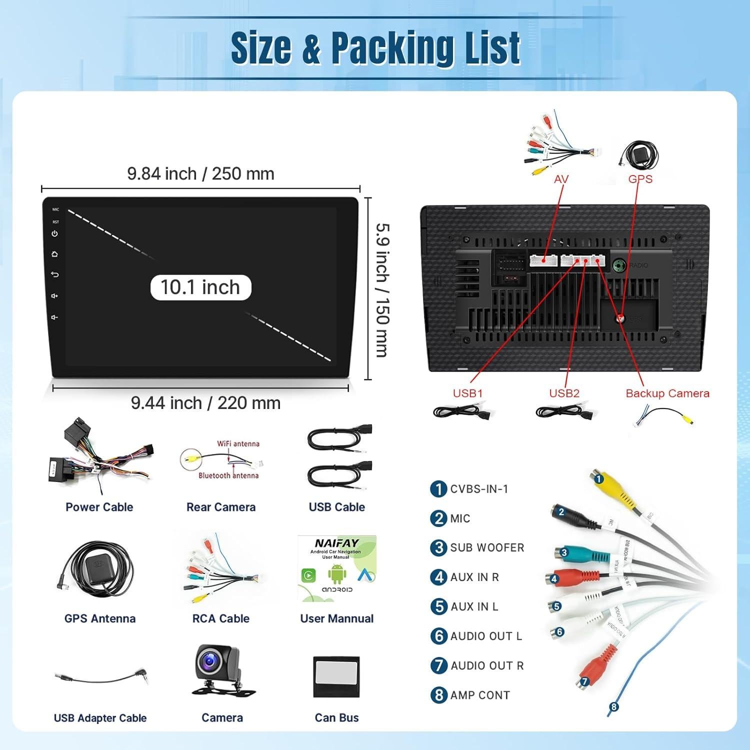 Radio de Coche Android Naifay 10.1" para VW Golf Passat Jetta