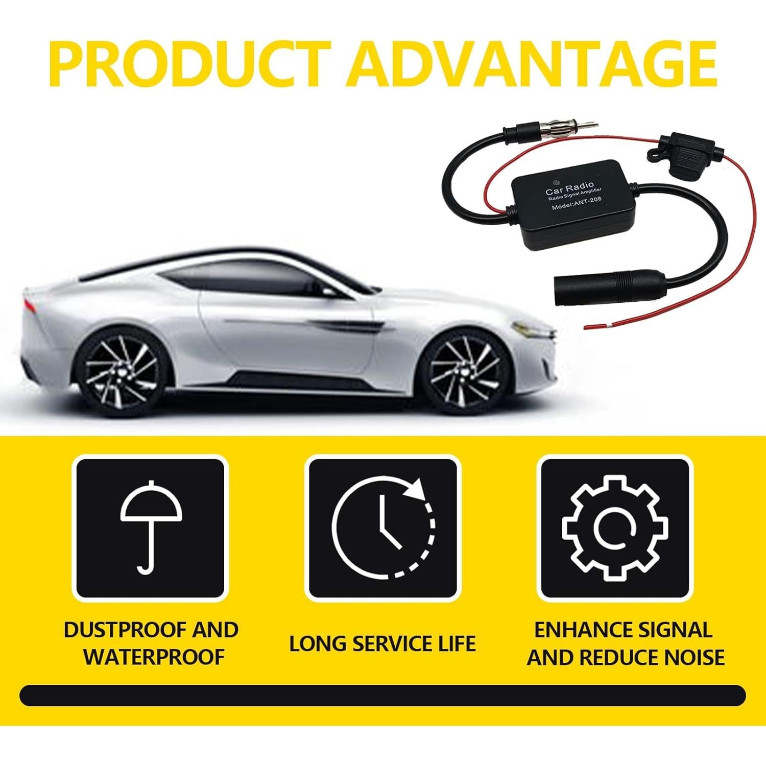 Amplificador de Señal de Antena para Coche KEVWR 12V Universal