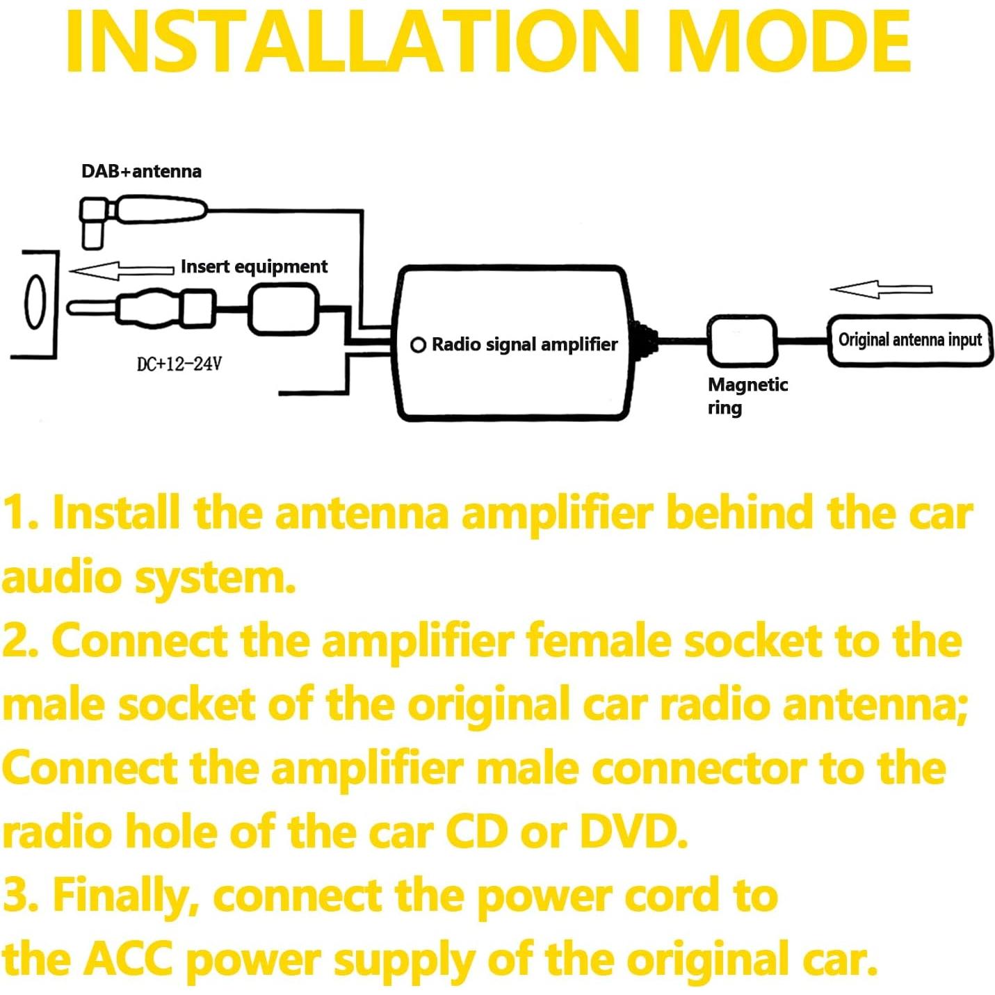 Amplificador de Señal de Antena para Coche KEVWR 12V Universal
