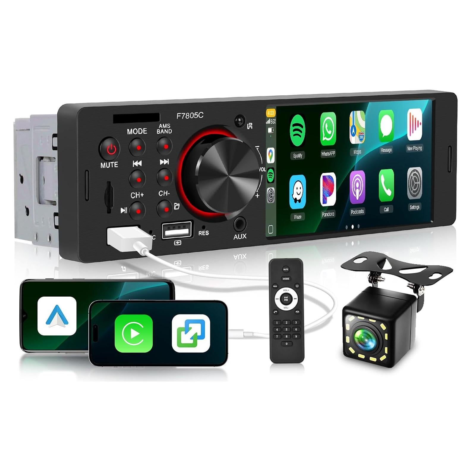 Estéreo de Coche Sellrich 1 Din 4" CarPlay Bluetooth FM