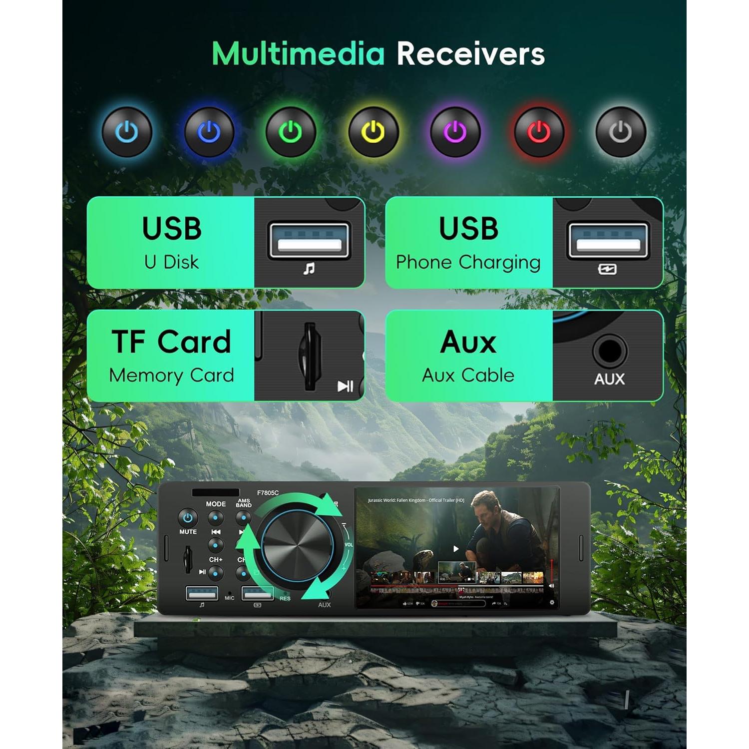 Estéreo de Coche Sellrich 1 Din 4" CarPlay Bluetooth FM