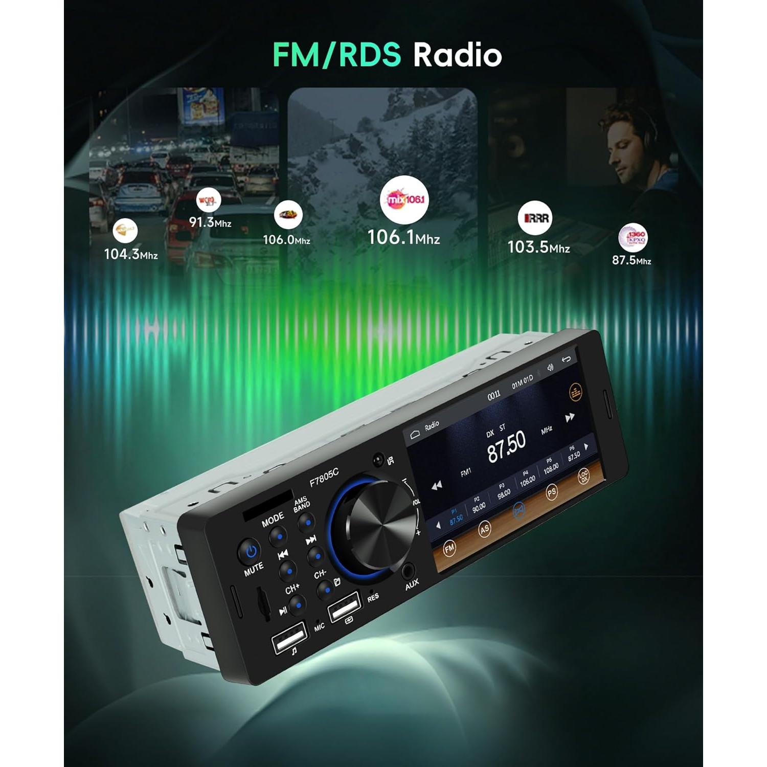 Estéreo de Coche Sellrich 1 Din 4" CarPlay Bluetooth FM