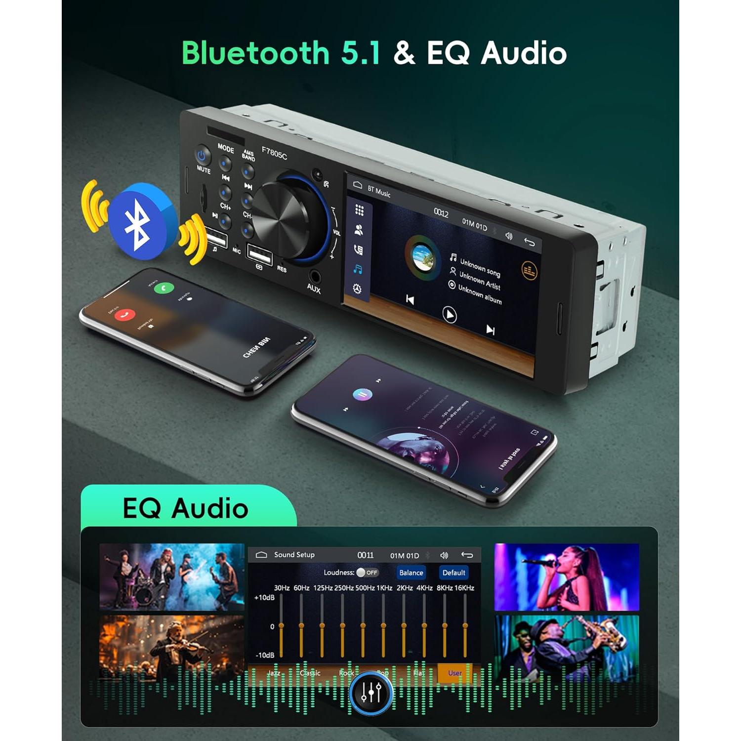 Estéreo de Coche Sellrich 1 Din 4" CarPlay Bluetooth FM