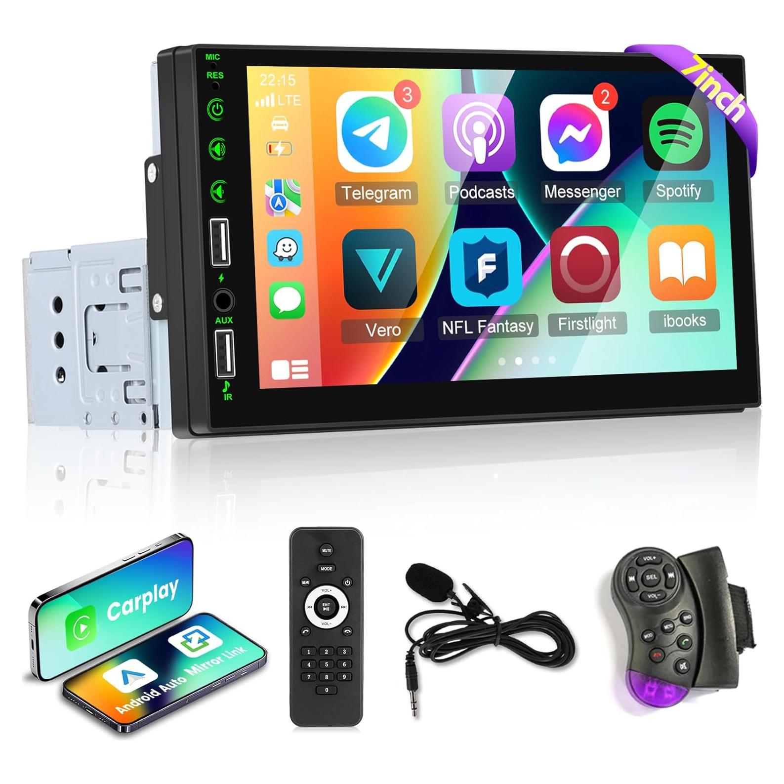 Estéreo de Coche NHOPEEW 1 Din 7" Pantalla Táctil Bluetooth