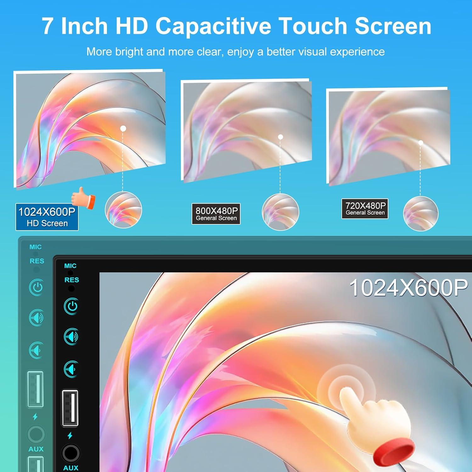 Estéreo de Coche NHOPEEW 1 Din 7" Pantalla Táctil Bluetooth