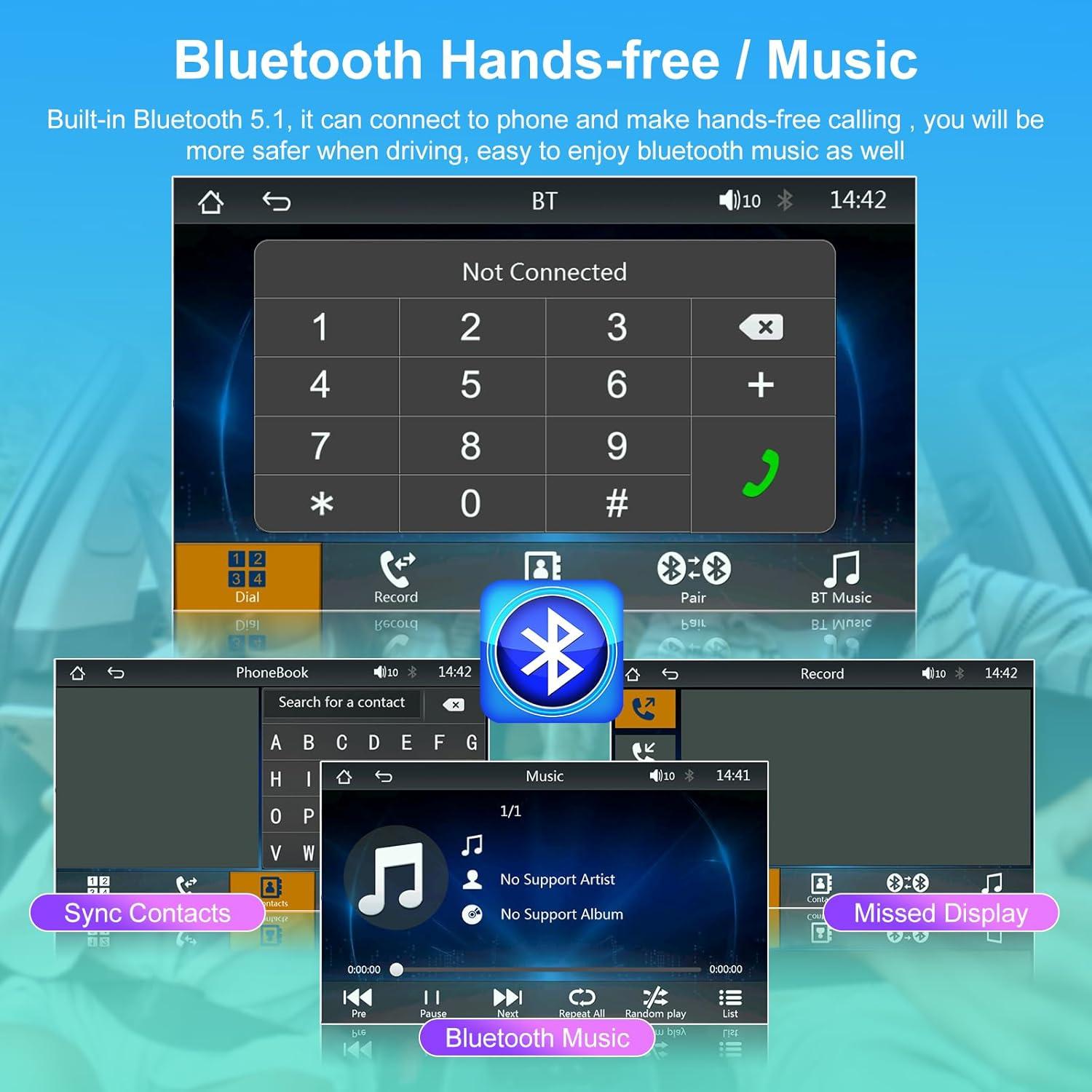 Estéreo de Coche NHOPEEW 1 Din 7" Pantalla Táctil Bluetooth