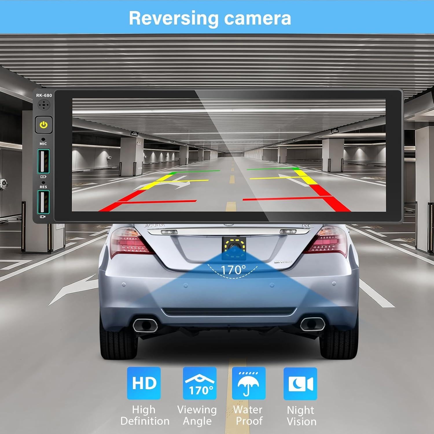 Radio de Coche REAKOSOUND Single DIN 6.9" Bluetooth GPS