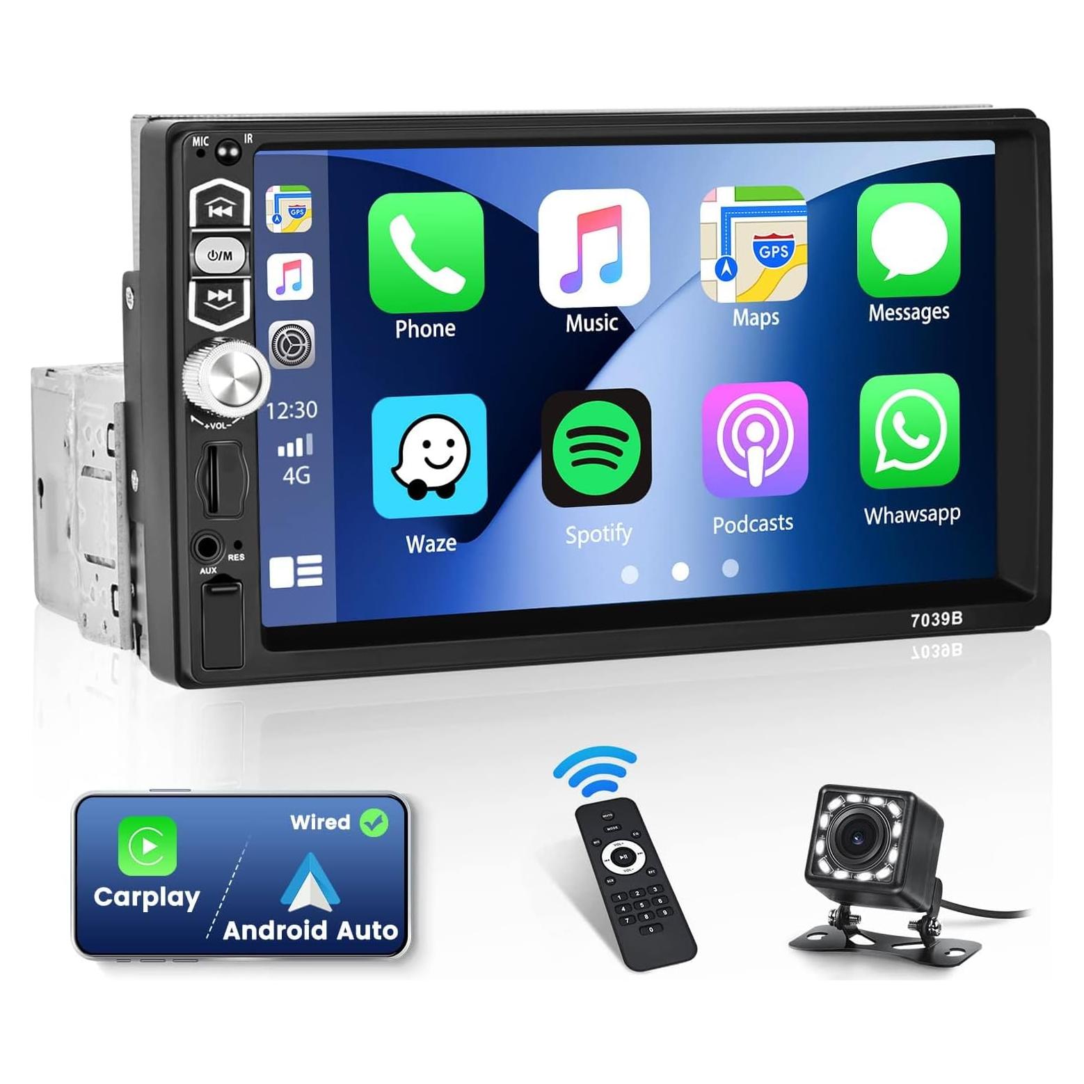 Radio de Coche 1 Din Mantian 7" CarPlay Bluetooth USB AUX