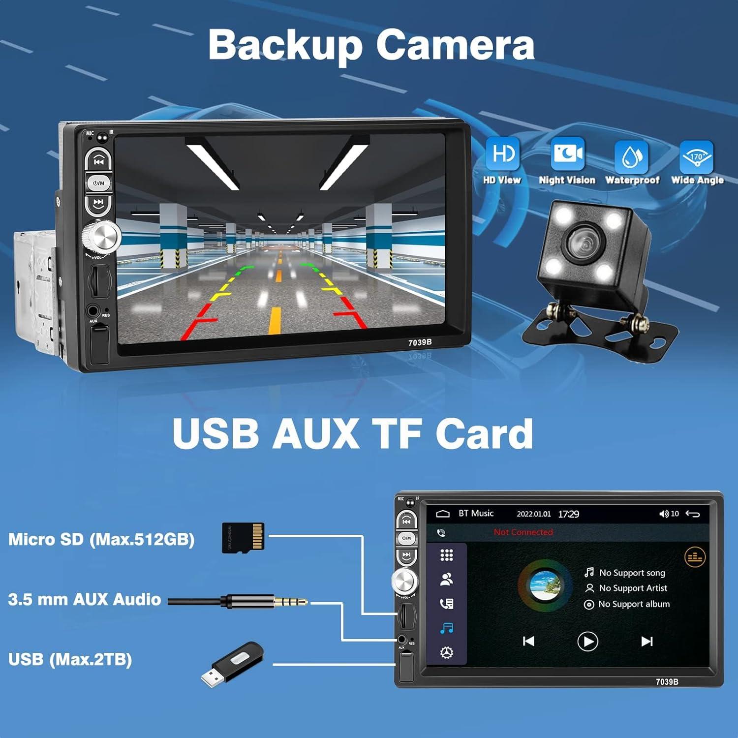 Radio de Coche 1 Din Mantian 7" CarPlay Bluetooth USB AUX