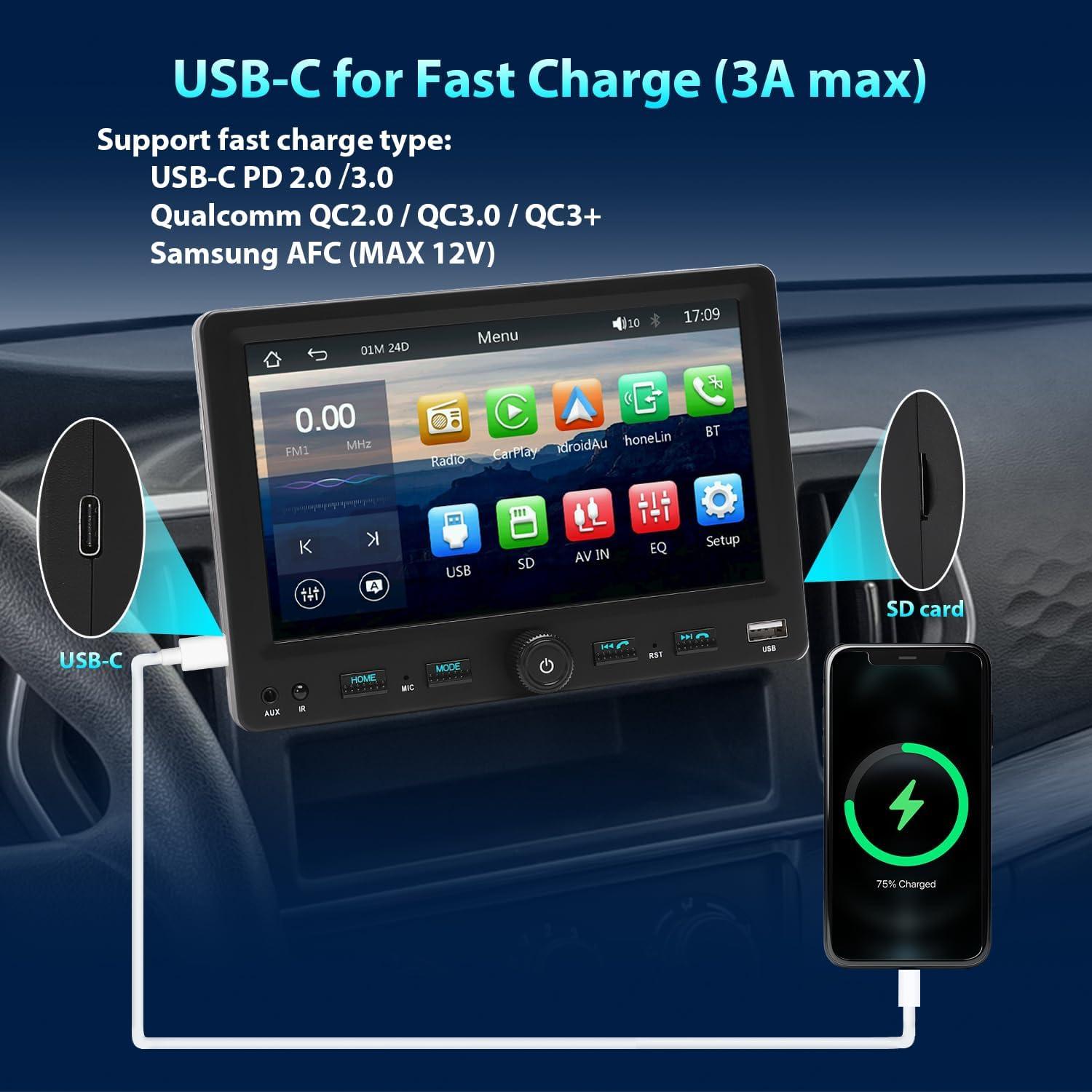 Estéreo de Coche Alondy 7" Pantalla Táctil Bluetooth USB