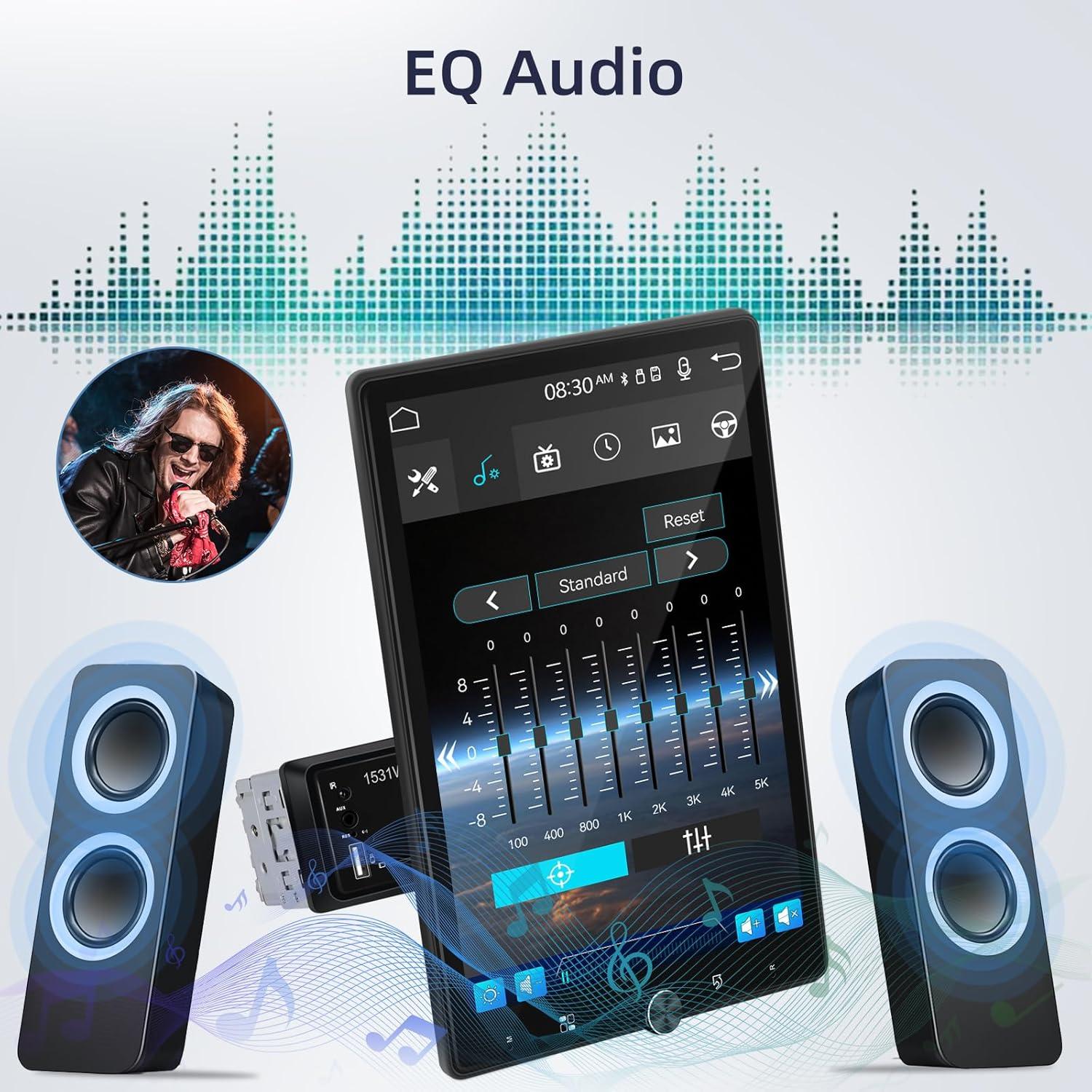 Estéreo de coche 1 Din EKAT 10.4" Pantalla Táctil Carplay GPS