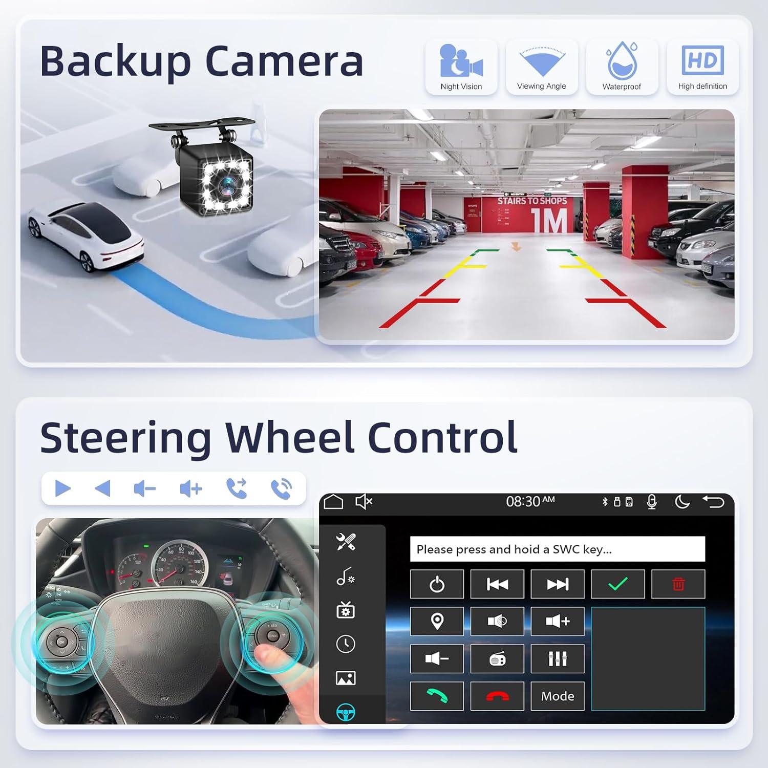 Estéreo de coche 1 Din EKAT 10.4" Pantalla Táctil Carplay GPS