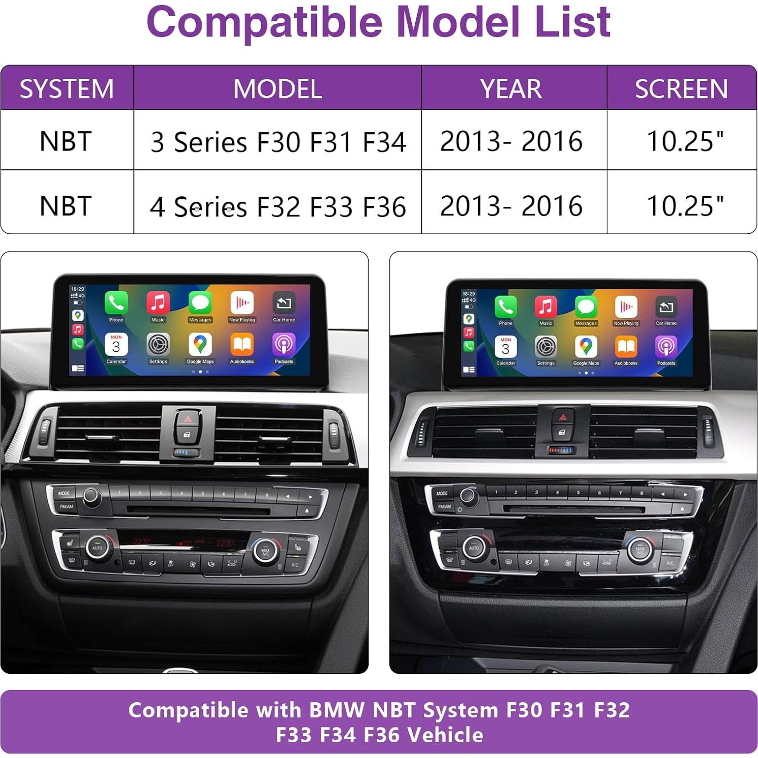 Receptor Multimedia NINETOM 10.25" CarPlay Android Auto BMW NBT
