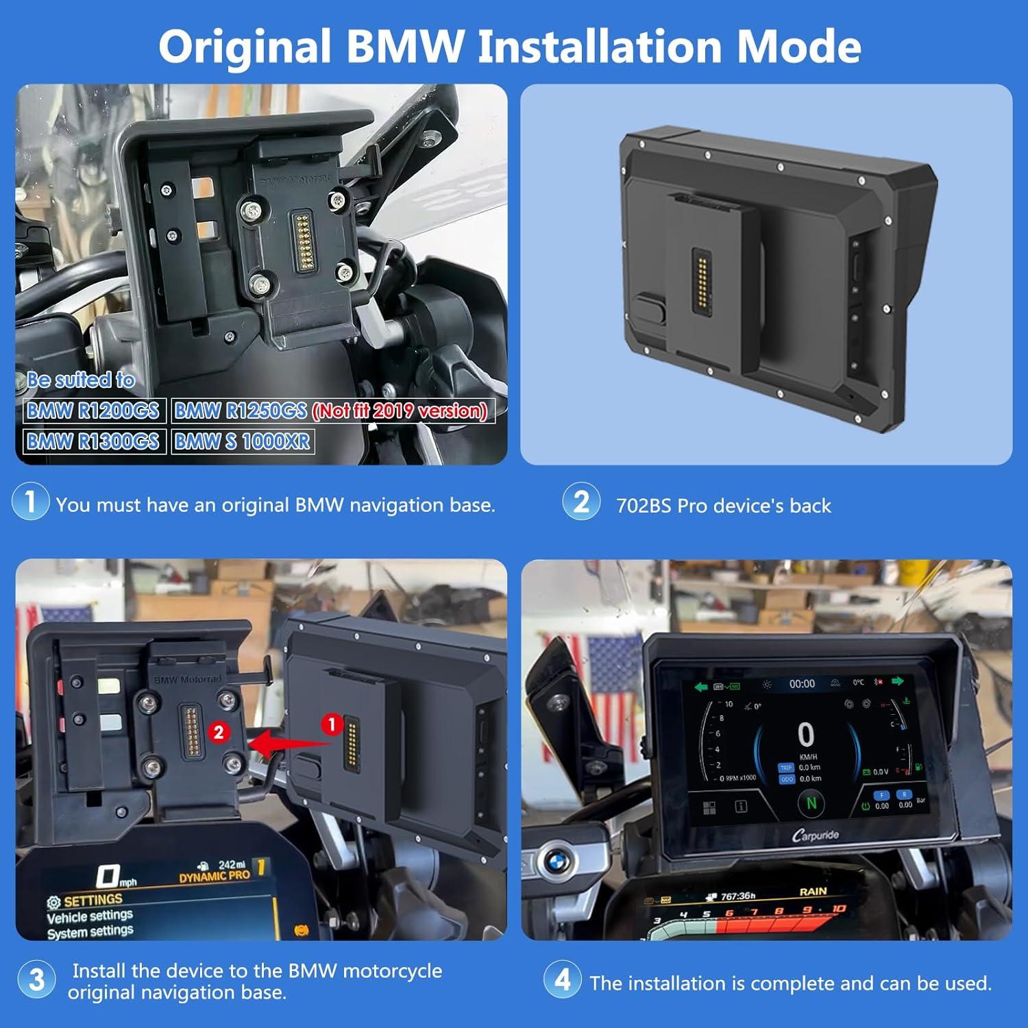 Pantalla GPS Carpuride W702BS PRO para Motocicletas BMW 7"