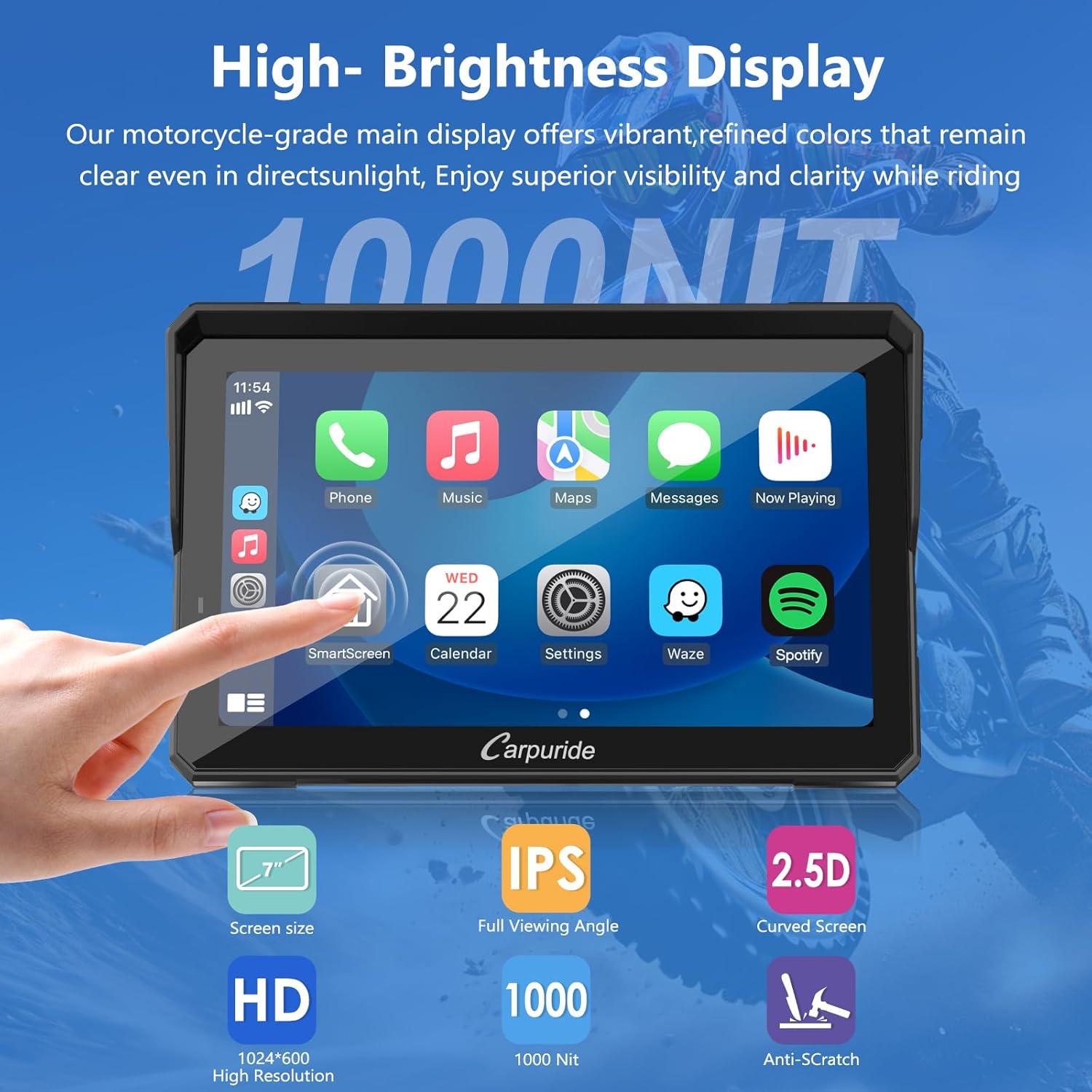 Pantalla GPS Carpuride W702BS PRO para Motocicletas BMW 7"