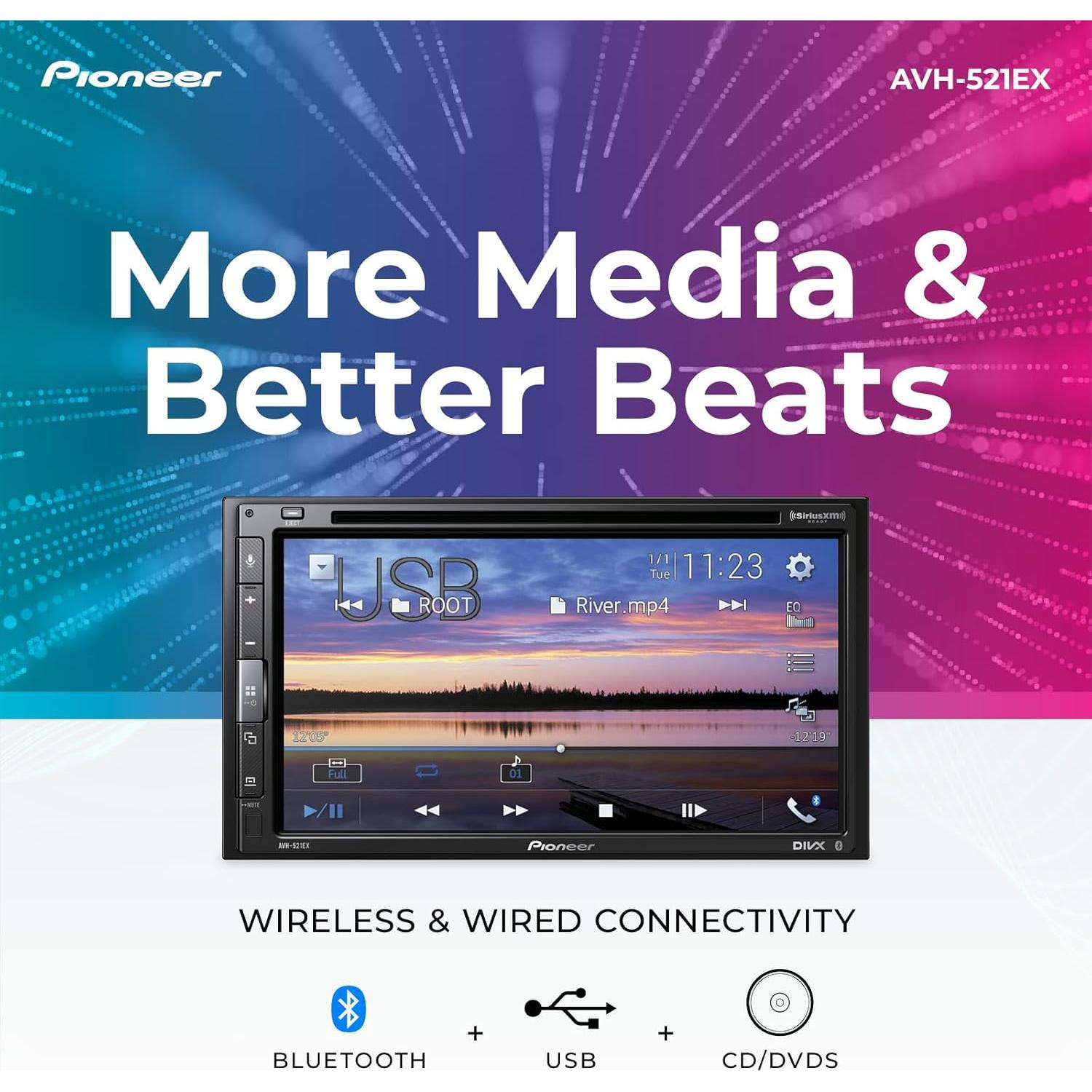 Receptor Multimedia Pioneer AVH-521EX Doble Din 6.8" Bluetooth