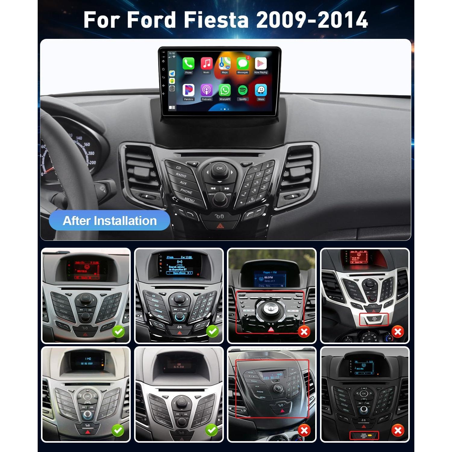 Estéreo de Coche Leadfan para Ford Fiesta 2009-2014, Pantalla 9"