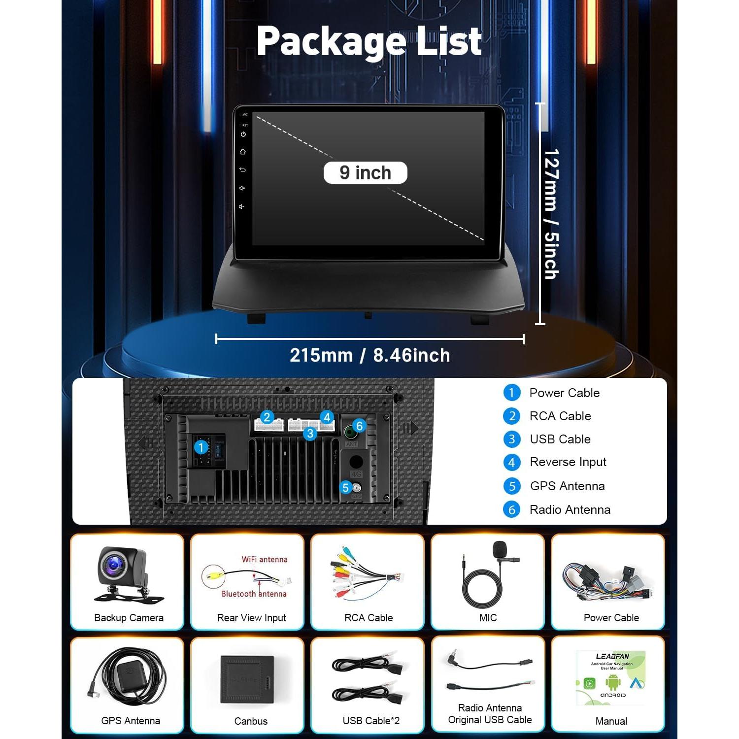 Estéreo de Coche Leadfan para Ford Fiesta 2009-2014, Pantalla 9"