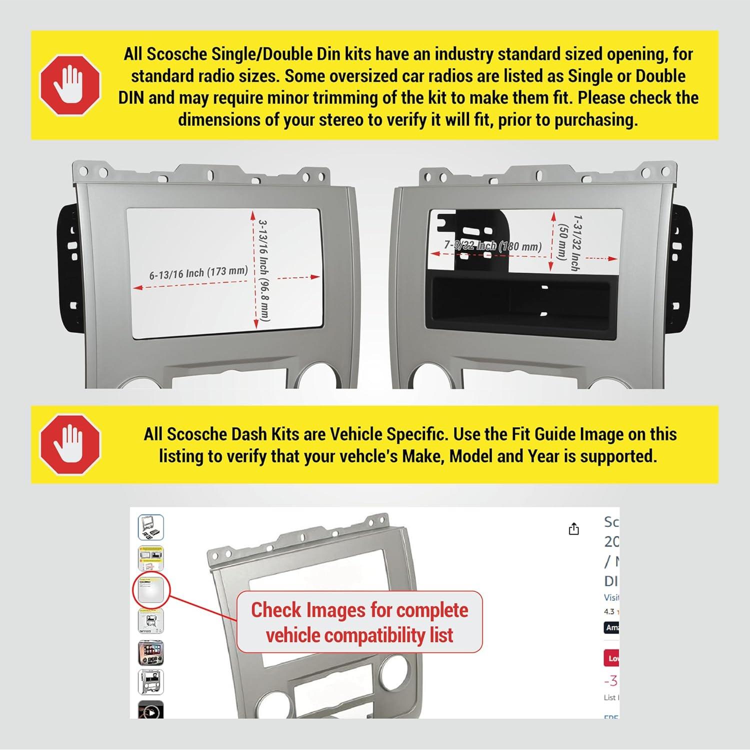Kit de Instalación de Radio Doble DIN Scosche FD1436B para Ford y Mercury 2008-12