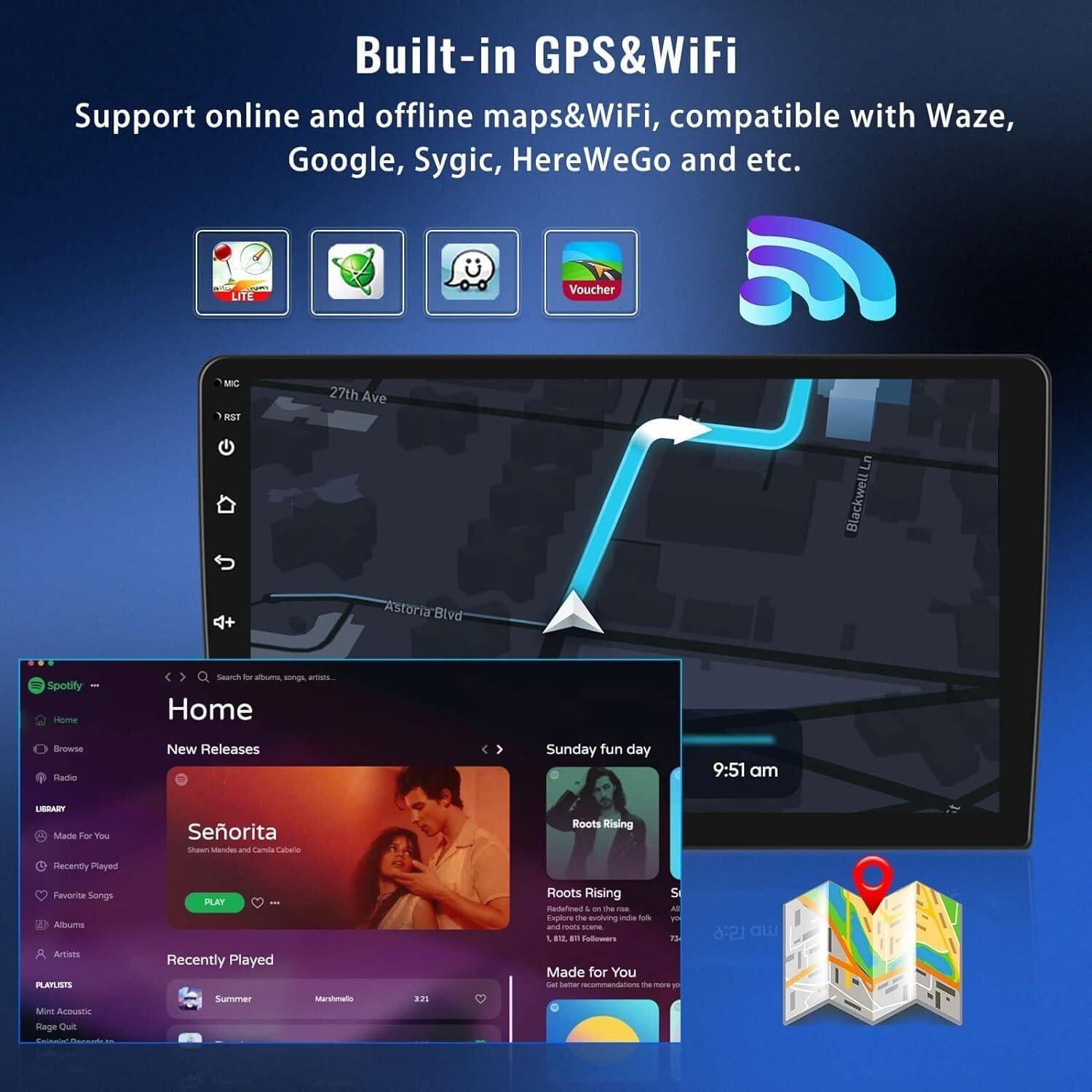 Estéreo de Coche Doble Din Ikasus Android 13 para Ford F150 1997-2004 10.1" GPS Bluetooth