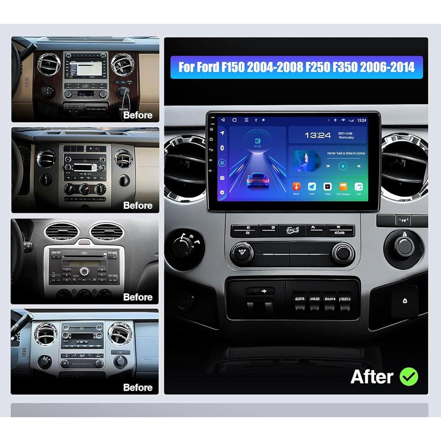 Estéreo de Coche Android 14.0 Aublinto 10" para Ford F150/F250/F350/F450