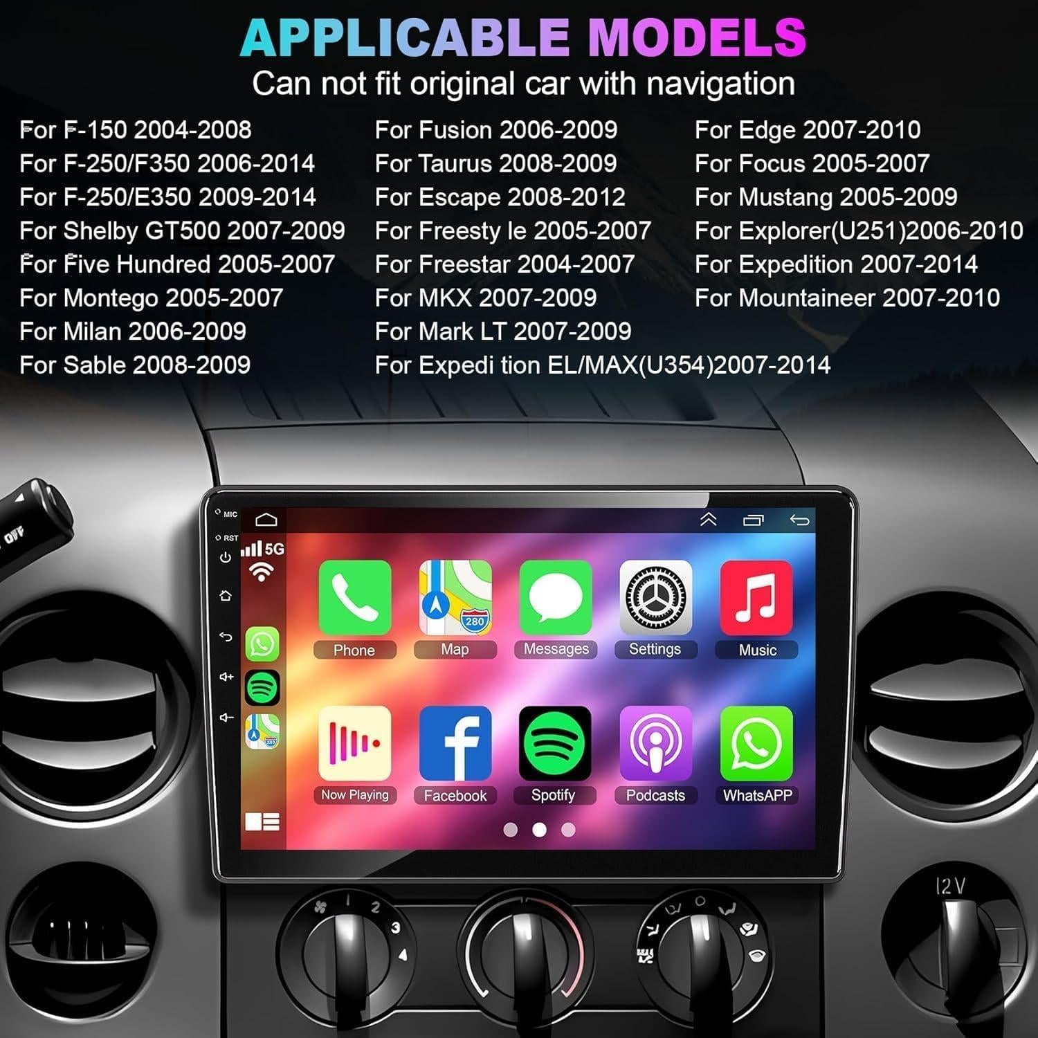 Estéreo de Coche Android 14.0 Aublinto 10" para Ford F150/F250/F350/F450